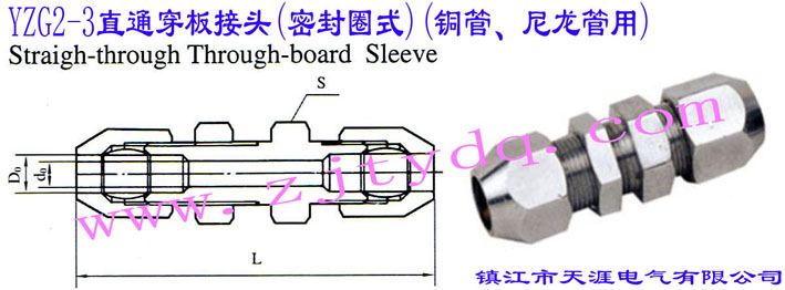 YZG2-3直通穿板接頭(密封圈式)(銅管、尼龍管用)Straight-through Through-board Sleeve